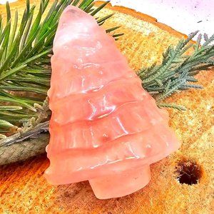 Nature Rose Quartz Hand Carved 2.2" Christmas Tree Decor